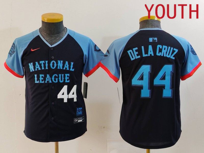 Youth Cincinnati Reds #44 Delacruz Blue All star 2024 Nike MLB Jersey style 2